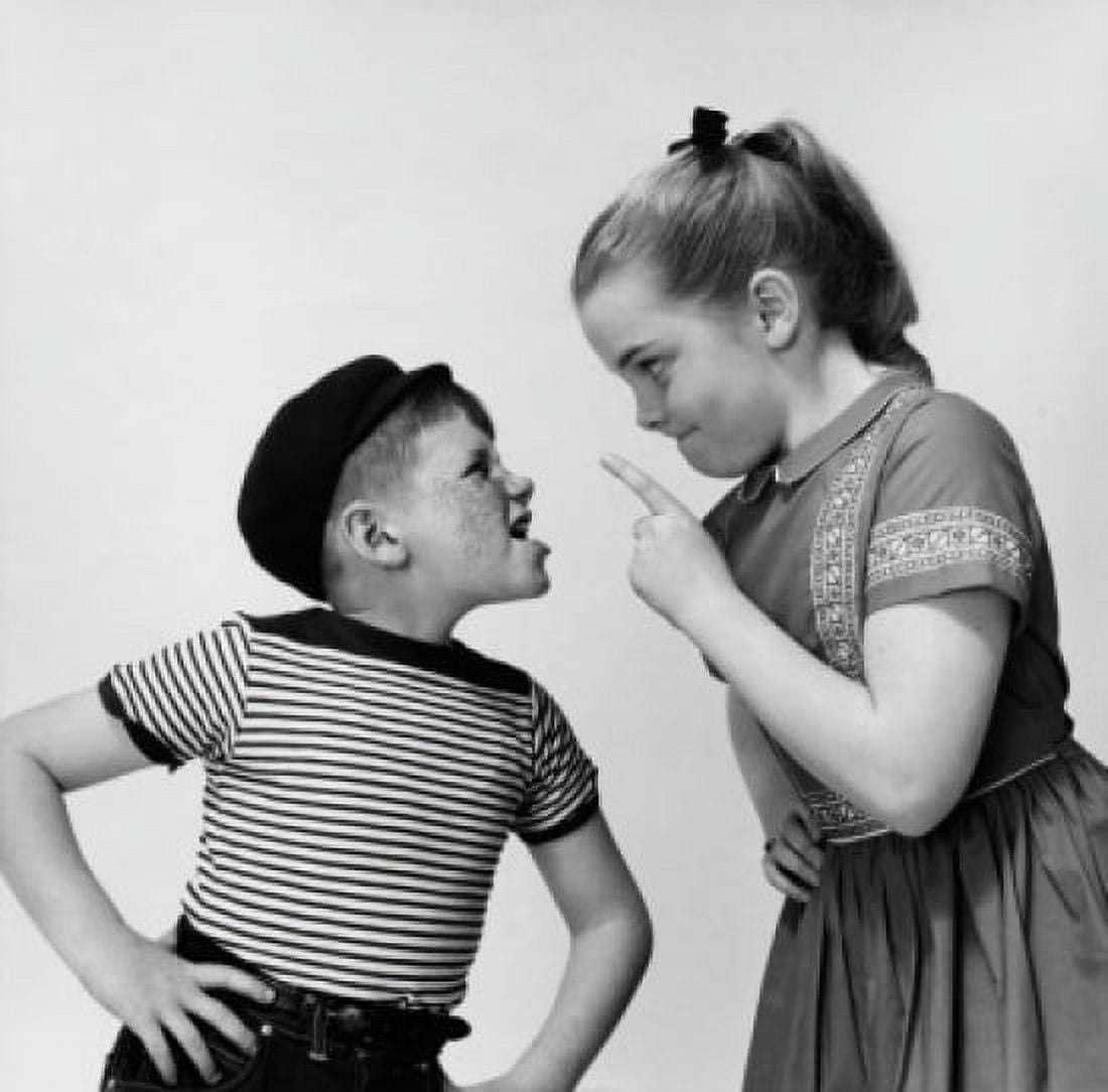 Side profile of a sister and brother arguing Canvas Art - (18 x 24)