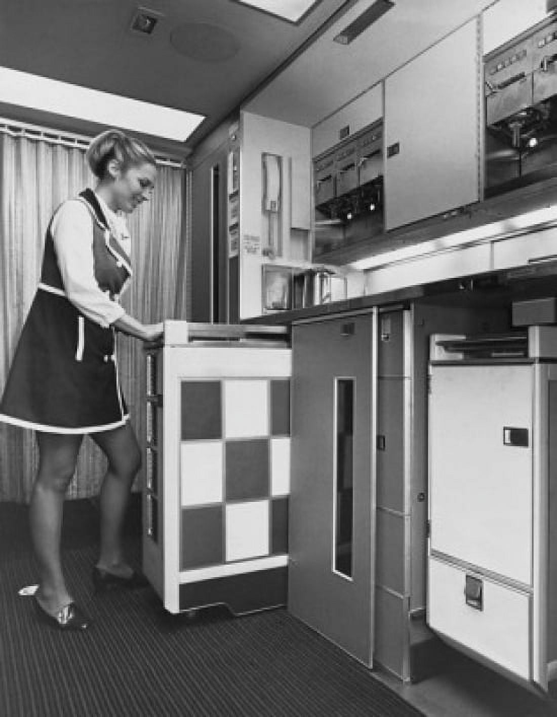 Side profile of a stewardess preparing a service cart Canvas Art - (18 x 24)
