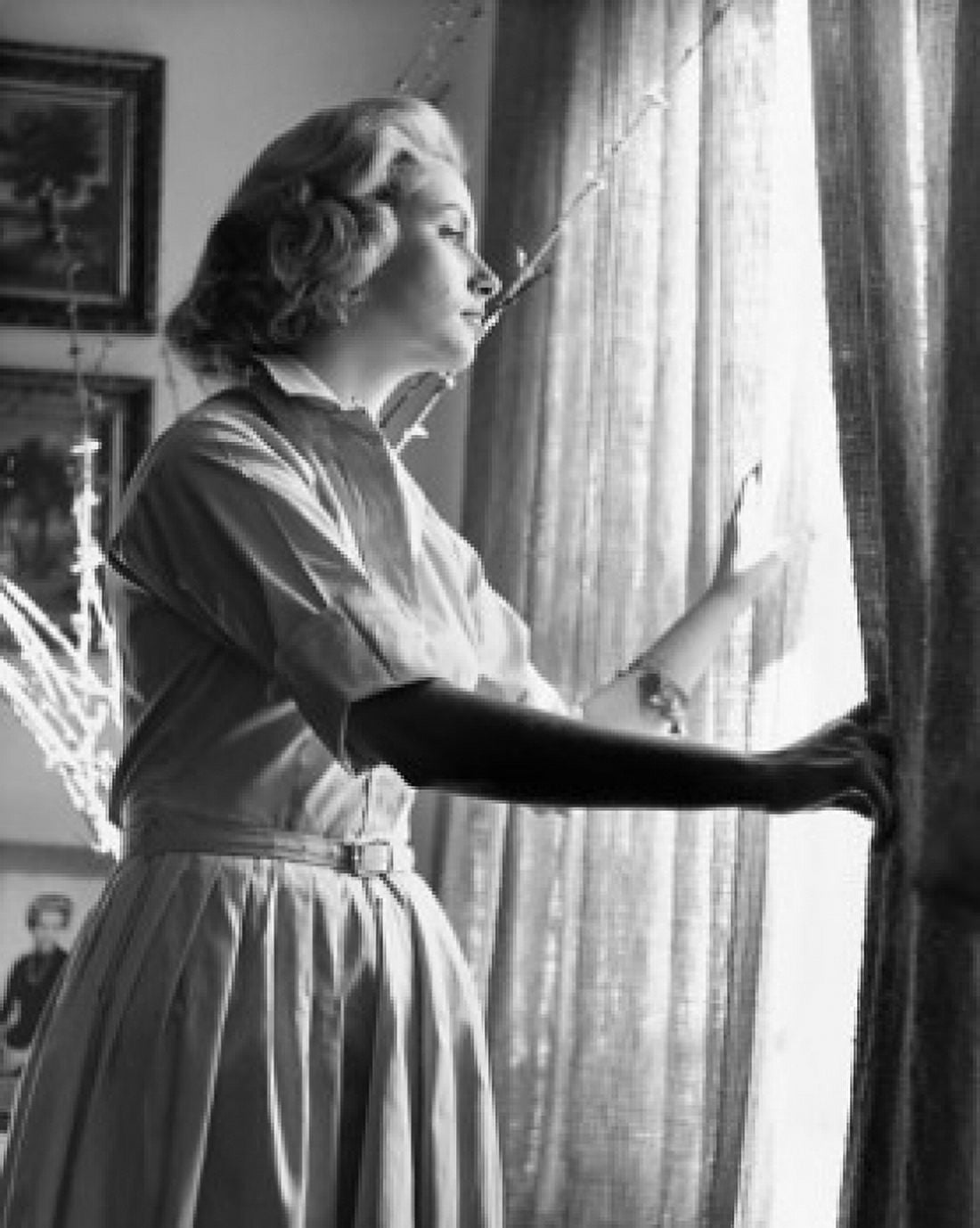 Side profile of a young woman looking through a window Canvas Art - (18 x 24)