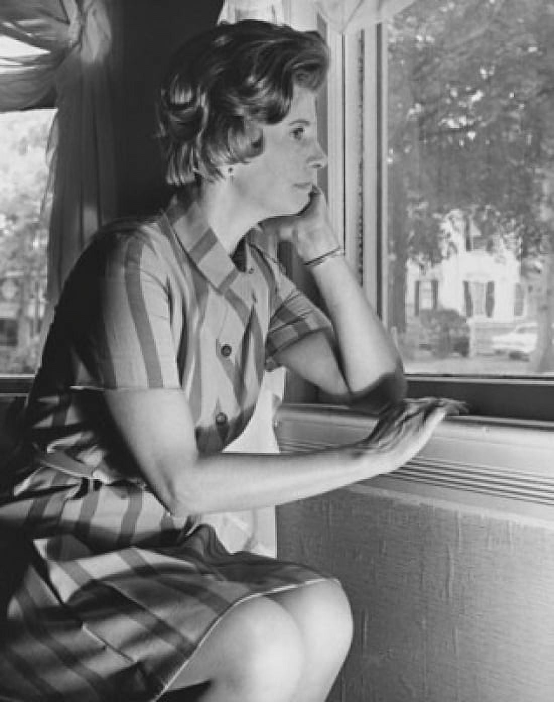 Side profile of a young woman looking through a window Canvas Art - (18 x 24)