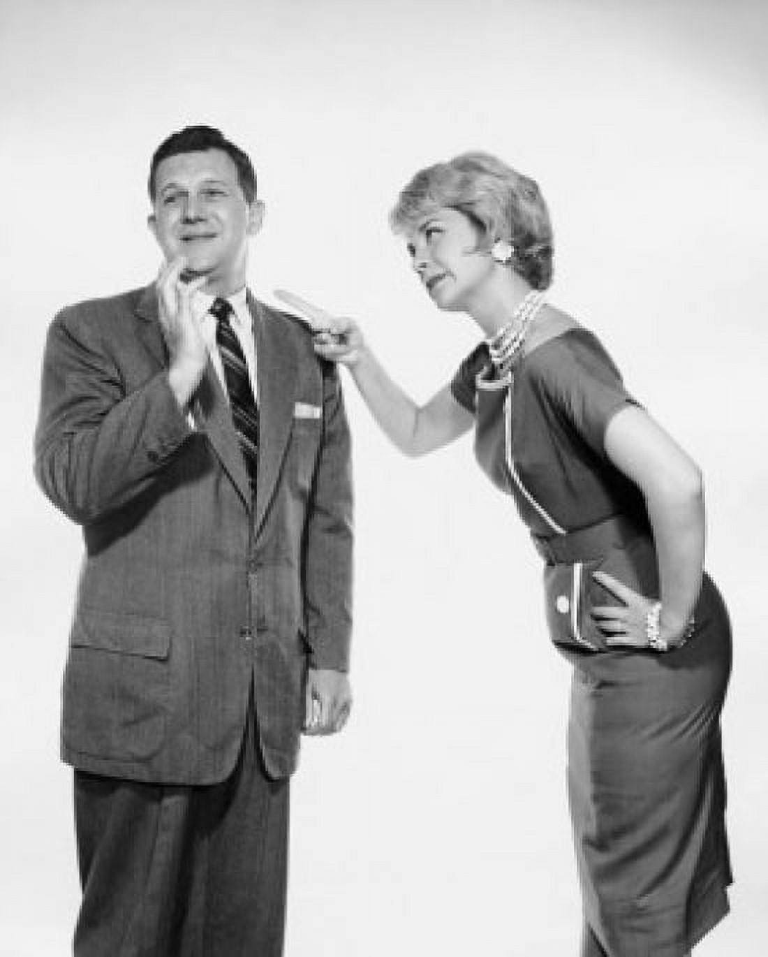 Side profile of a young woman pointing her finger at a young man Canvas Art - (18 x 24)