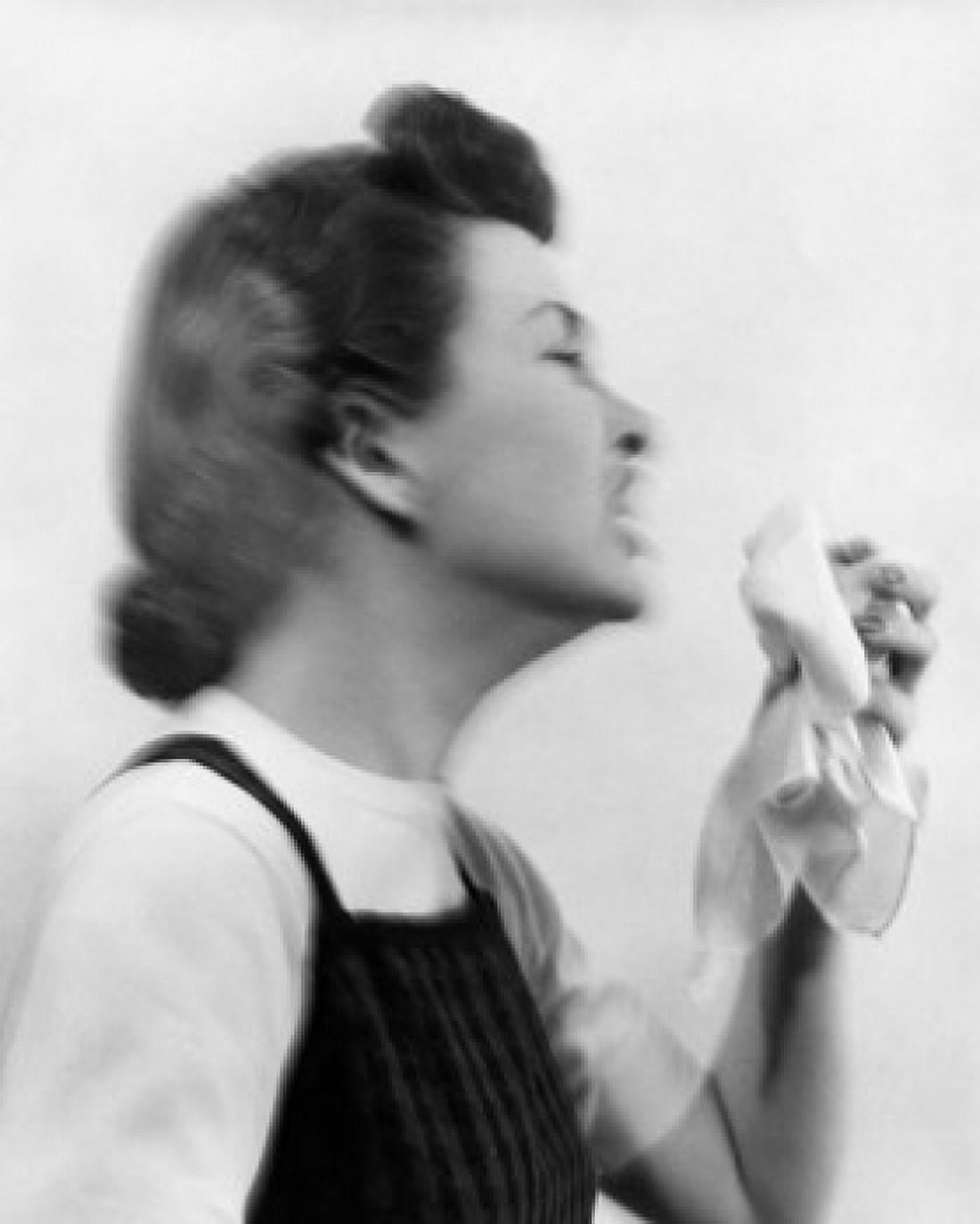 Side profile of a young woman sneezing Canvas Art - (18 x 24)