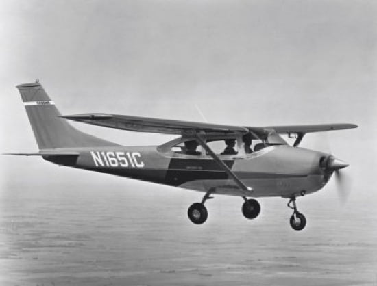Side profile of an aircraft in flight 1969 Cessna 182 Skylane Canvas Art - (24 x 36)