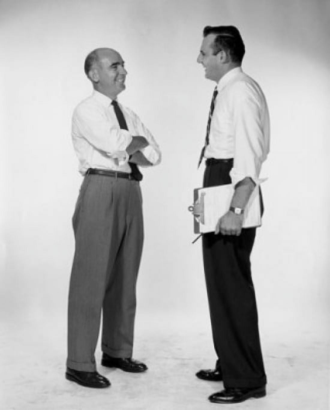 Side profile of two businessmen talking Canvas Art -  (18 x 24)