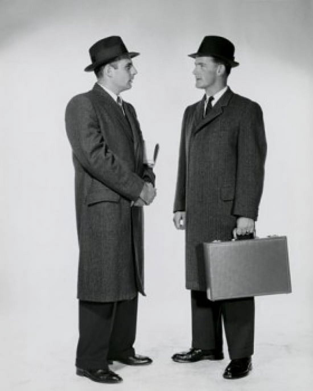 Side profile of two businessmen talking Canvas Art - (18 x 24)