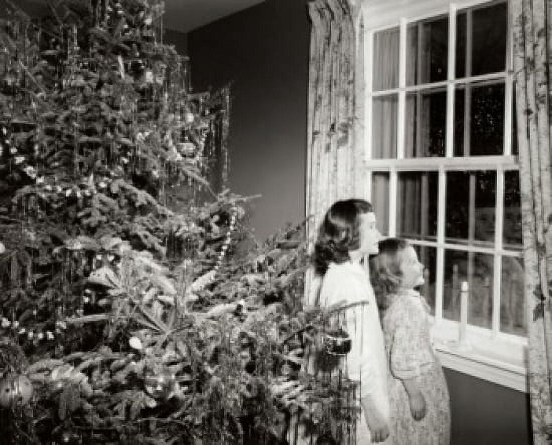 Side profile of two girls looking through a window Canvas Art - (24 x 36)