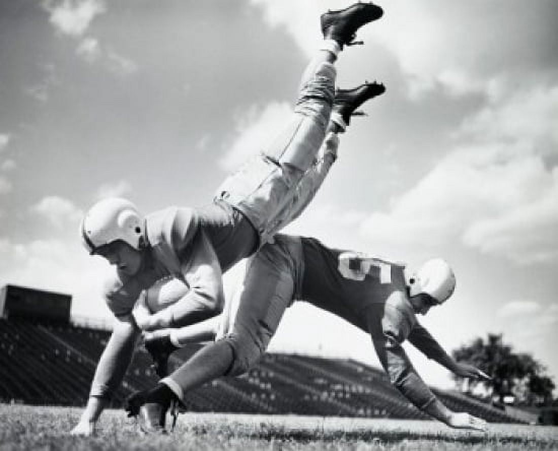 Side profile of two players playing football Canvas Art - (18 x 24)