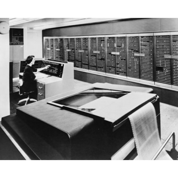 Side profile of a technician working on a computer IBM Naval Ordnance Research Calculator IBM Watson Laboratory Columbia University New York City New York State USA 1954 Canvas Art - (18 x 24)
