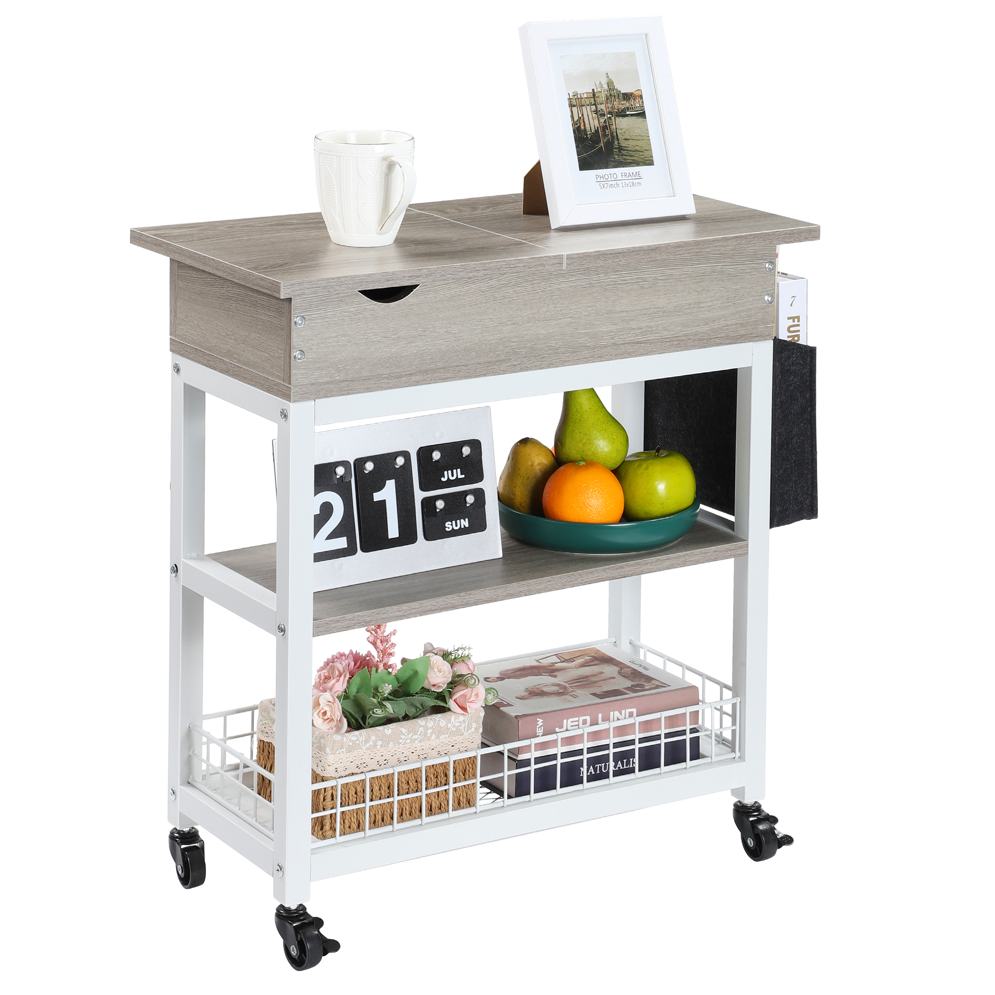 Side table with charging station Narrow clamshell side table with USB ...