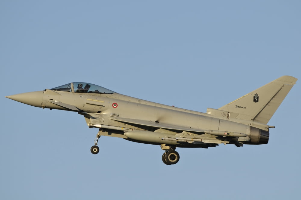 Side view of an Italian Air Force Eurofighter Typhoon Canvas Art - Giovanni CollaStocktrek Images (35 x 23)