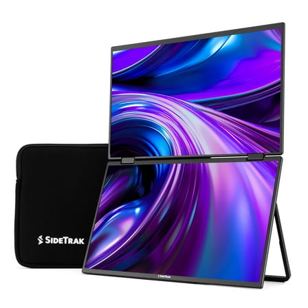 SideTrak Solo Book 15.6" Foldable Dual Screen Portable Monitor - FHD Portable Stacked Monitor, Portable Dual Monitor for Laptop, Display Extender with Stacked Dual Monitor for Mac, PC, & Chromebook