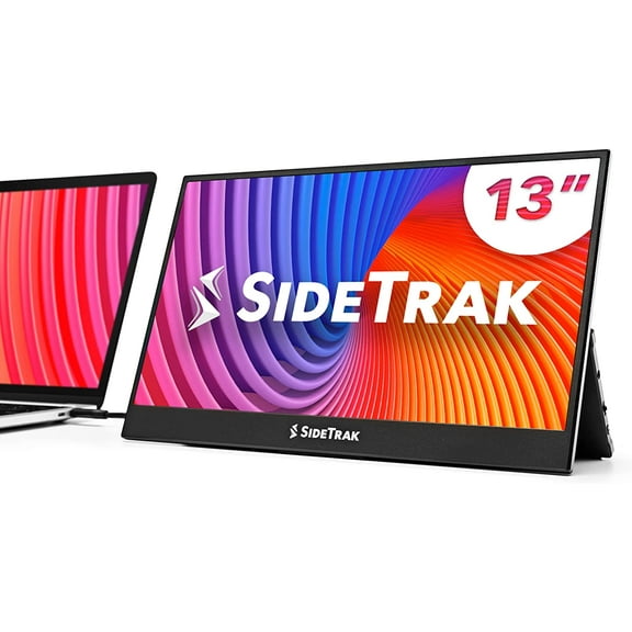 SideTrak Solo Pro 13" Freestanding Portable Monitor for Laptop | 1080 LED .04" Thin Portable Monitor | Kickstand | 10ms Response Time | 60Hz Refresh Rate | USB-C, Mini HD | 1.3 lbs. Travel Monitor