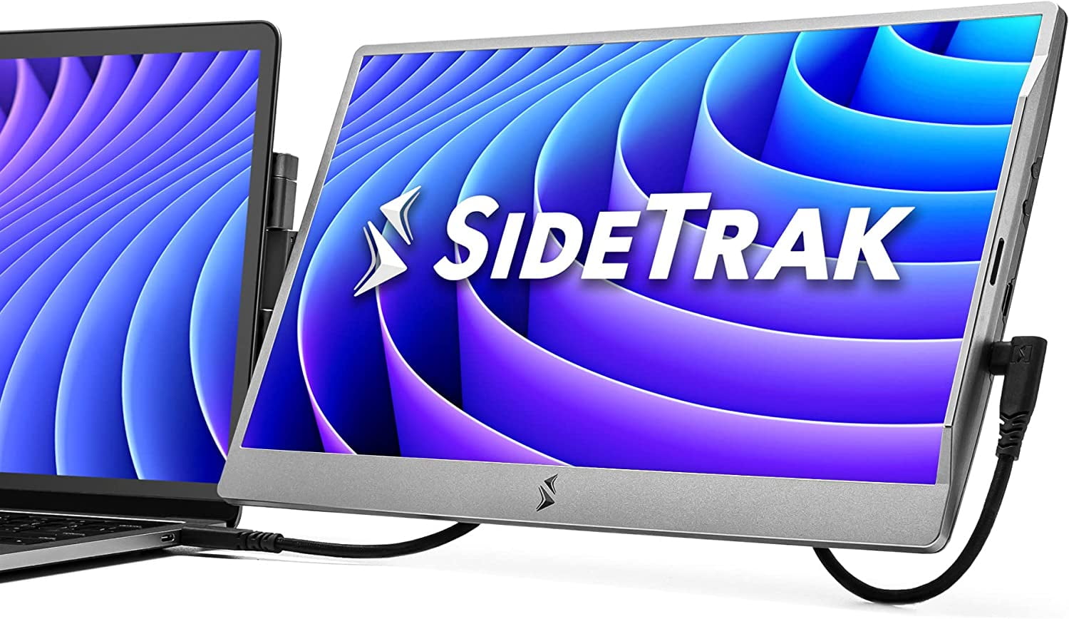 SideTrak Swivel 14" Attachable Portable Laptop Monitor FHD IPS USB Laptop Dual Screen with Kickstand | Mac, PC, & Chrome Compatible | Fits All Laptop Sizes | USB-C or Mini HDMI Powered (Dark Silver)