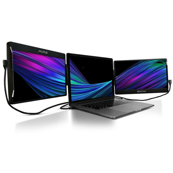 SideTrak Swivel Triple Portable Monitor for Laptop | Attachable 12.5" FHD IPS Rotating Three Screen Laptop | Compatible with Mac, PC, & Chrome | Powered by USB or Mini HDMI