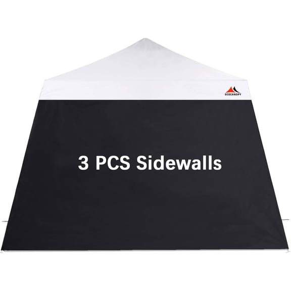 SideWall for 10x10ft Slant Leg Canopy Frame, 3 Pack SunWall Only,Black