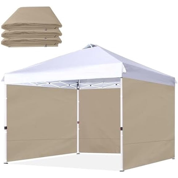 SideWall for 12x12ft Canopy Frame, 3 Pack SunWalls Only, (Khaki)