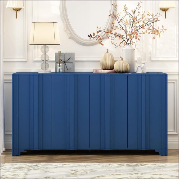 Sideboard 4-Door Modern Linear Design, Storage | MDF | Pine