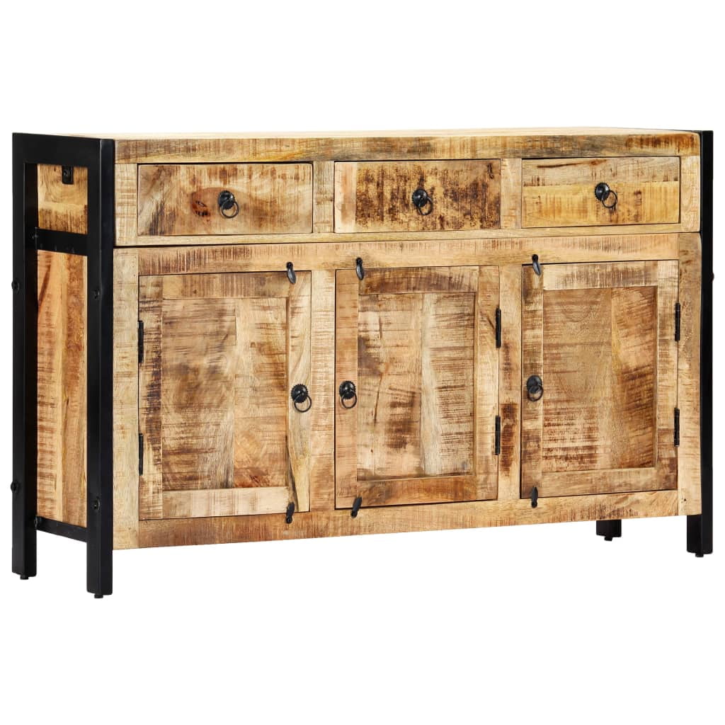 Rustic Charm Mango Wood Sideboard with Steel Accents