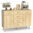 thumbnail image 1 of Sideboard with 6 Drawers and 2 Doors, 47" Wide Farmhouse Buffet Cabinet with Storage, Credenza Accent Cabinet, Large Wood Console Storage Cabinet for Dining Room, Kitchen, Living Room, 1 of 7