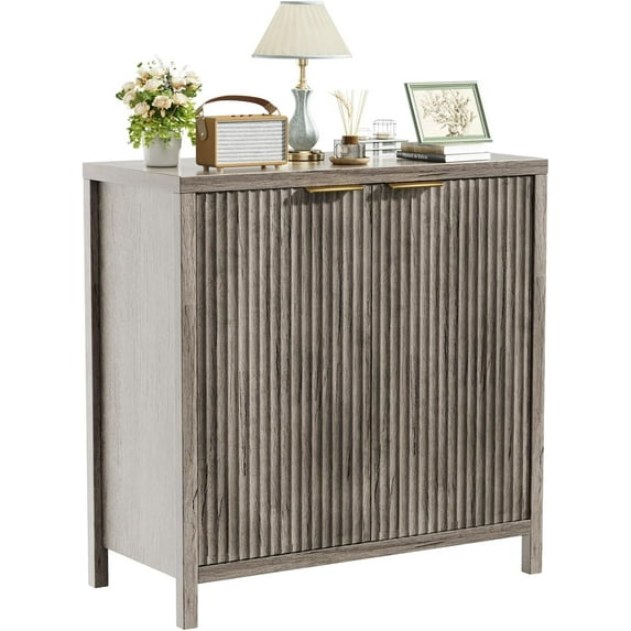 Sideboard Buffet Cabinet, 31" Storage Cabinet with 2 Doors and Adjustable Shelves, Sideboard Console for Dinning Room, Kitchen and Living Room - Grey
