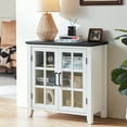 thumbnail image 1 of Joaxswe Sideboard Buffet Bar Cabinet Farmhouse 2 Glass Doors Coffee Wine White 32 Inch, 1 of 9