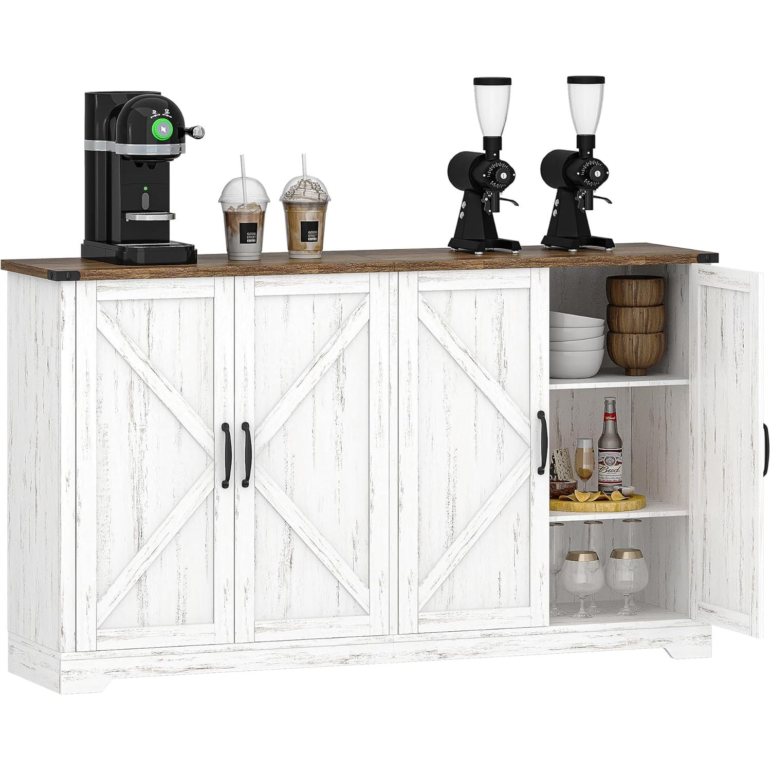 Sideboard Buffet Cabinet, 55 inch Coffee Bar Station, Kitchen Sideboard ...