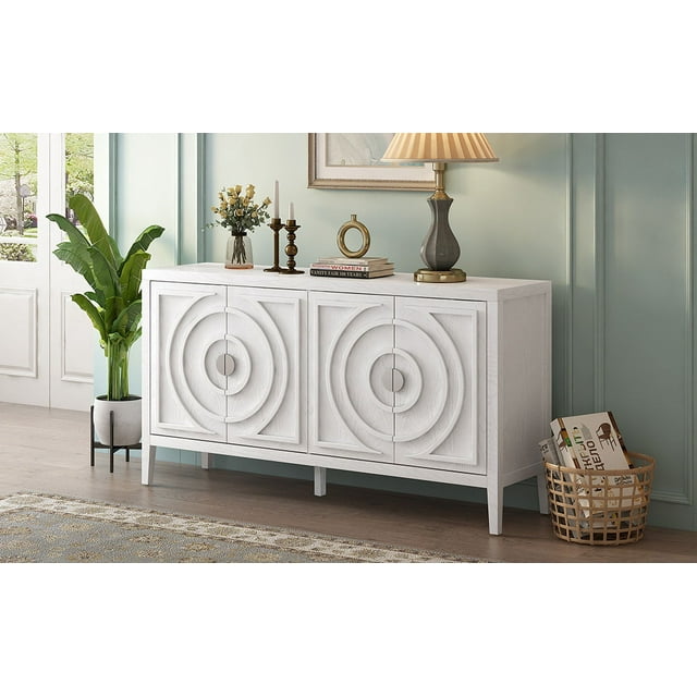 Sideboard Buffet 60" Retro Accent Circular Groove with