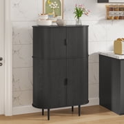 Sideboard Buffet Cabinet, Accent Storage Cabinet with Sliding Doors, Console Table for Kitchen, Black
