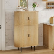 Sideboard Buffet Cabinet, Accent Storage Cabinet with Sliding Doors, Console Table for Kitchen, Wood Color