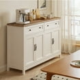 thumbnail image 1 of Sideboard Buffet Cabinet, Asofer Coffee Bar with 4 Doors and 3 Drawers, Kitchen Storage Island for Dining Room, Retro, 1 of 11