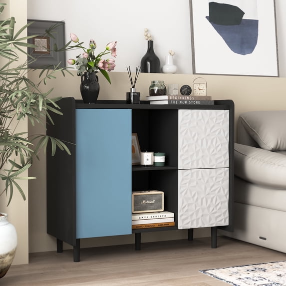 Sideboard Buffet Cabinet Modern Coffee Bar Cabinet Accent Cabinet for Kitchen, Dining Room (Blue)