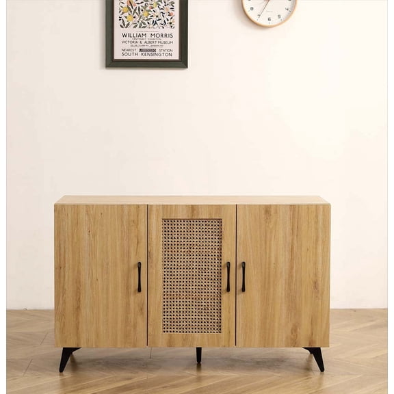 Sideboard Buffet Cabinet,Entryway Table with Rattan Mesh Door,Rattan Accent Storage Cabinet,Wood Console Table,Kitchen Pantry Cabinet for Hallway,Living Room,Dining Room