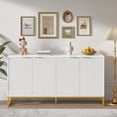 thumbnail image 1 of Sideboard Buffet Cabinet, Fluted Accent Cabinet with Adjustable Shelves, Console Table with Storage for Kitchen, Entryway, White, 1 of 8