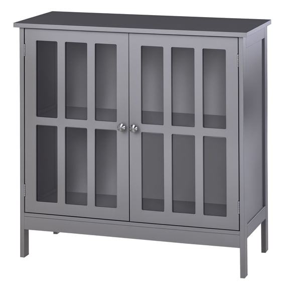 Sideboard Buffet Cabinet, Gray Storage Credenza with Doors, Kitchen Console Table for Living Room Dining Room, 31.5" Modern Accent Organizer