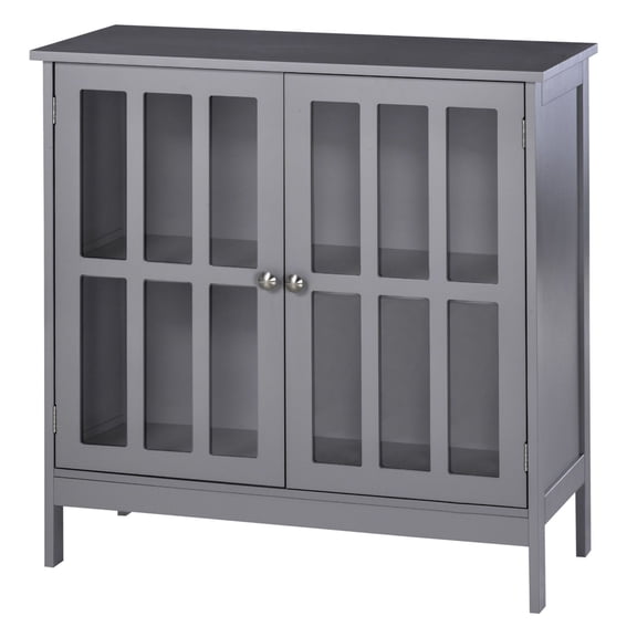 Sideboard Buffet Cabinet - Gray Storage Credenza with Doors for Kitchen, Living Room - Multifunction Console Table with Adjustable Shelf