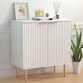 thumbnail image 1 of Sideboard Buffet Cabinet, Kitchen Storage Cabinet with Fluted Waveform Doors and Adjustable Shelf, Buffet Cabinet with Storage for Living Room, Dining Room, Hallway, White, 1 of 8