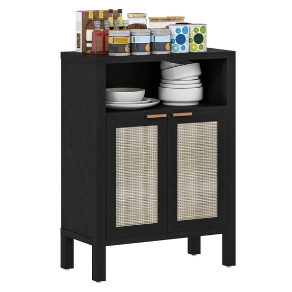 Sideboard Buffet Cabinet, Modern Accent Cabinet with Storage, Distressed Black