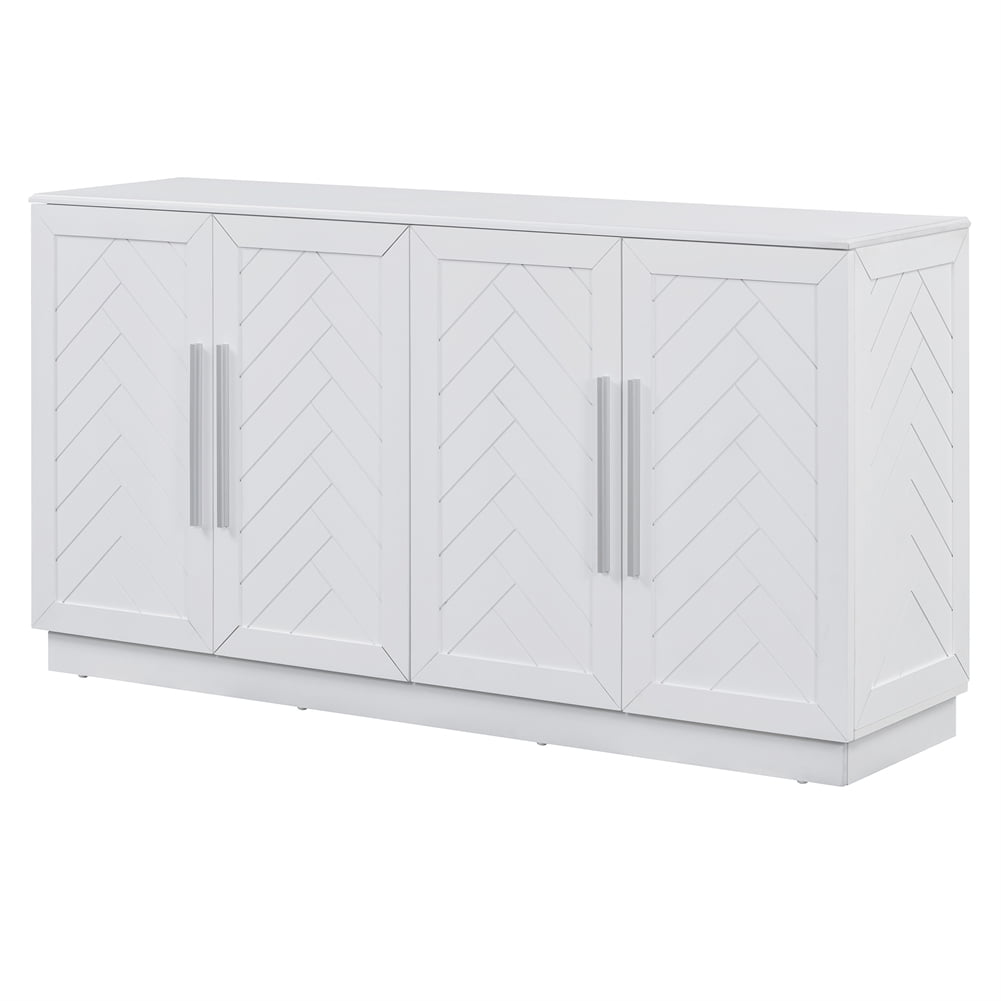 White Wood Console Table with Adjustable Storage Shelves