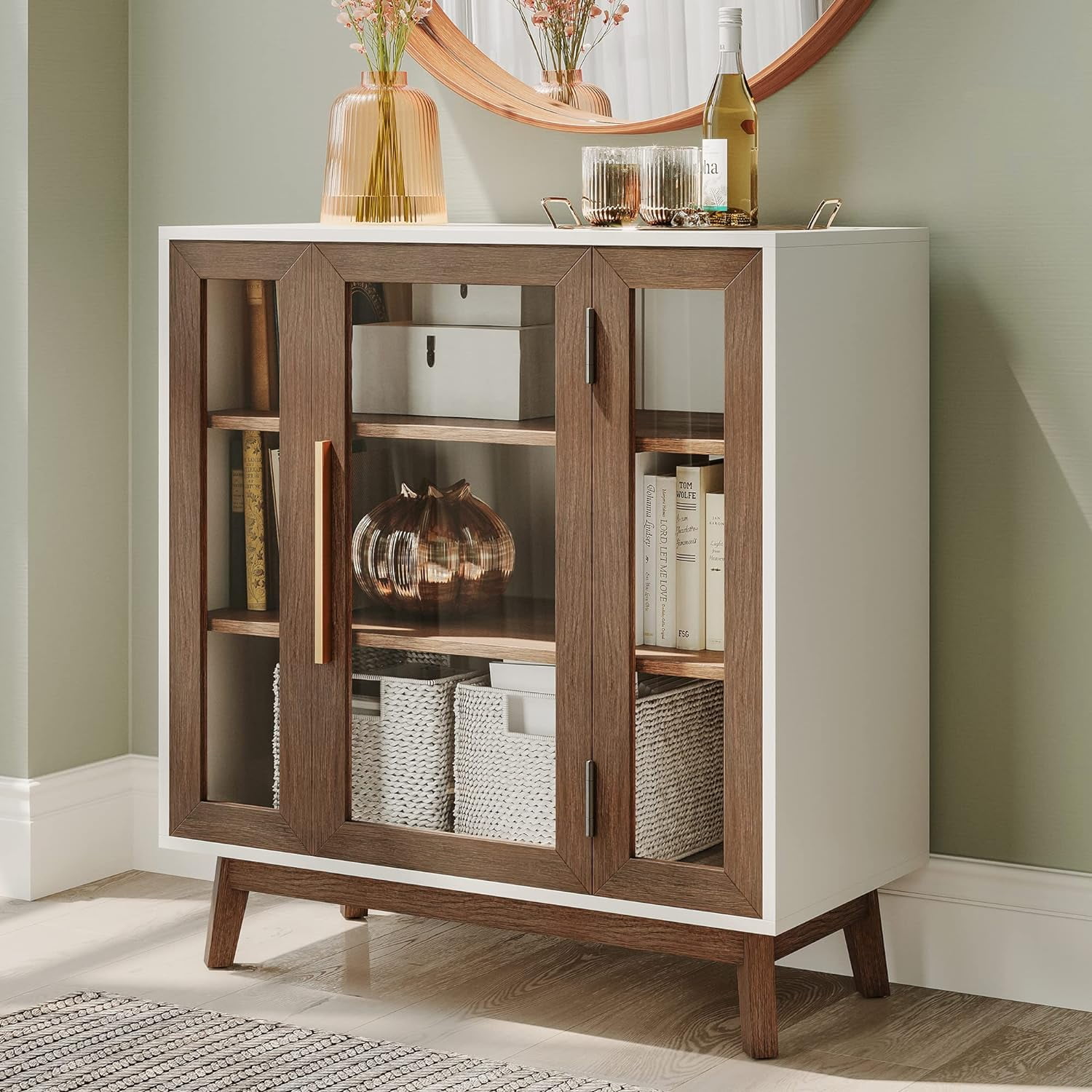 Sideboard Buffet Modern Curio 3Tiers Console Table