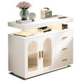 thumbnail image 1 of Sideboard Buffet Cabinet with Storage with 3 Drawers and 2 Doors, Auto-Sensor 20 Color Lights Console Table with Charging Station,Touch Control Console Coffee Bar Table for Kitchen,Dinning(White), 1 of 6