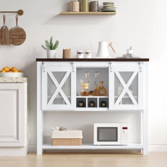 Sideboard Buffet Cabinet with Storage,50" Farmhouse Kitchen Buffet Bar Table with Storage Shelf,Freestanding Storage Cabinets for Dining Room Furniture