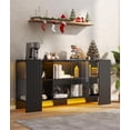thumbnail image 1 of Sideboard Buffet Cabinet with Storage - 58" Bar Cabinet with LED Lights, Kitchen Sideboard with Glass Doors, Fluted Buffet Table for Dining Room, Living Room, Black, 1 of 18