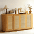 thumbnail image 1 of UZUGUL 4-Door Fluted Rattan Sideboard, Wood Color, Woven Accent, Sturdy & Stylish, 1 of 7