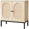 thumbnail image 1 of Sideboard Buffet Cabinet with Storage, Accent Cabinet with Rattan Doors, Adjustable Shelf & Metal Feet, Coffee Bar Liquor Cabinet for Living Room, Dining Room, Hallway & Kitchen,Beige, 1 of 8