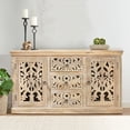 thumbnail image 1 of Sideboard Buffet Cabinet with Storage, Boho Style Wooden Carved Cabinet With 3 Drawers And 2 Doors, Vintage Shabby Chic Cupboard Sideboard For Kitchen Living Room, 1 of 8