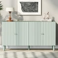 thumbnail image 1 of Sideboard Buffet Cabinet, Storage Cabinet with Fluted Decorative Doors, Modern Console Table Hallway Storage Cabinet for Kitchen Living Room Dinning Room Bedroom Bathroom Entryway, Light Green, 1 of 8