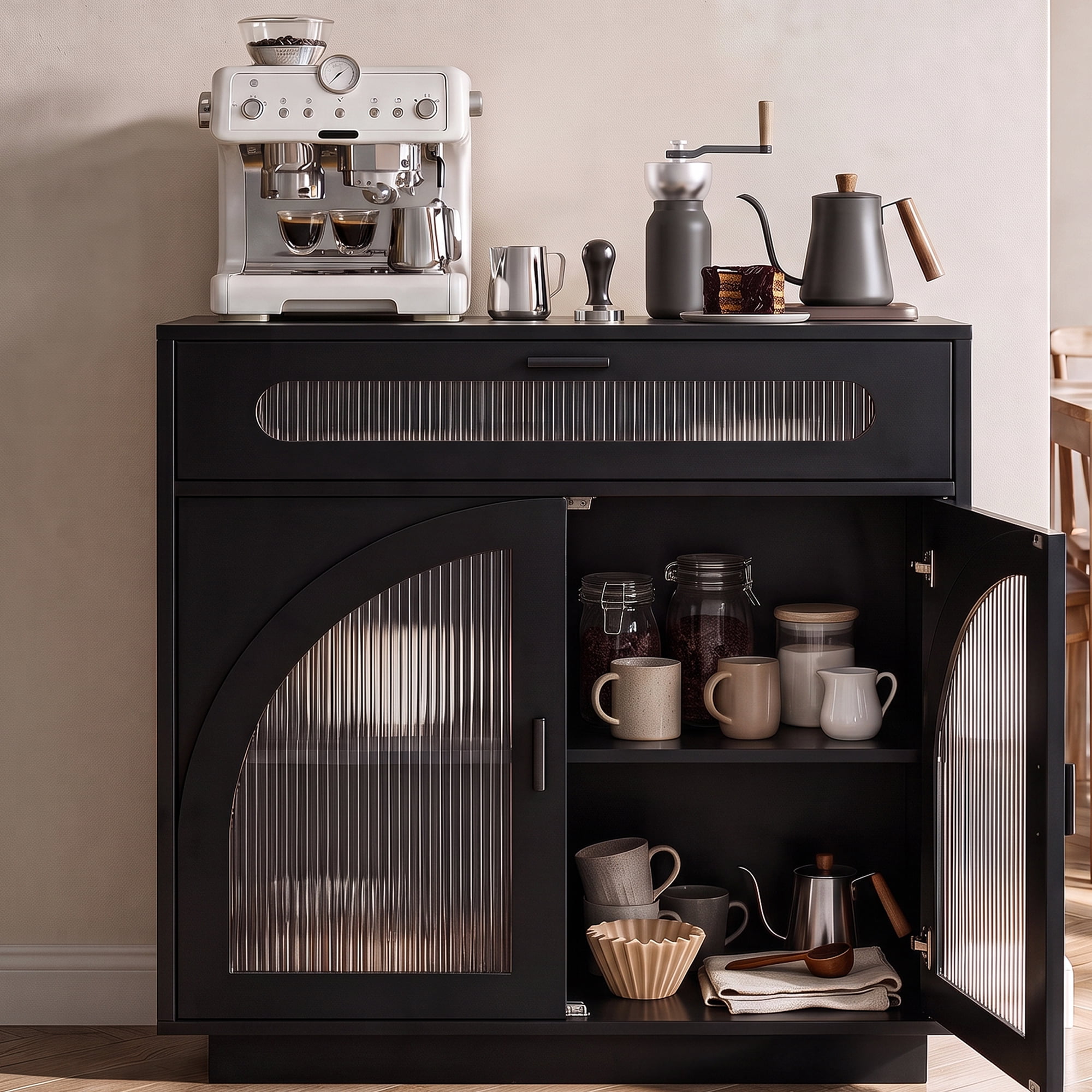 Sideboard Buffet Cabinet with Storage Drawer, Farmhouse Coffee Bar ...