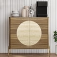 thumbnail image 1 of Sideboard Buffet Cabinet with Storage, Mid-Century Modern Kitchen Storage Cabinet with Adjustable Shelf and Circular Inlay Doors, Wooden Cupboard for Kitchen, Entryway, 1 of 12