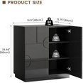thumbnail image 1 of Sideboard Buffet Cabinet with Storage, Modern Accent Cabinet with Doors and Adjustable Shelve, 33 Wood Coffee Bar Cabinet for Kitchen, Entryway, Living Room, High Gloss Black, 1 of 7