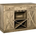 thumbnail image 1 of Sideboard Buffet Cabinet With Ample Storage And Wine Glass Holder In Rustic Theme Oak For Kitchen Dining Areas Adjustable Shelves, 1 of 6